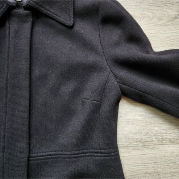 INC International Concepts Black Jacket Coat Womens XS Bell Sleeve Ruffle Cotton - Picture 2 of 12